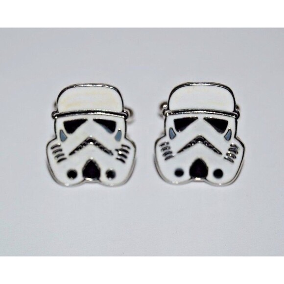 Star Wars ROTJ Storm Trooper White Sci Fi Men's Enamel Cufflinks FREE w/ BUNDLE - Picture 1 of 1